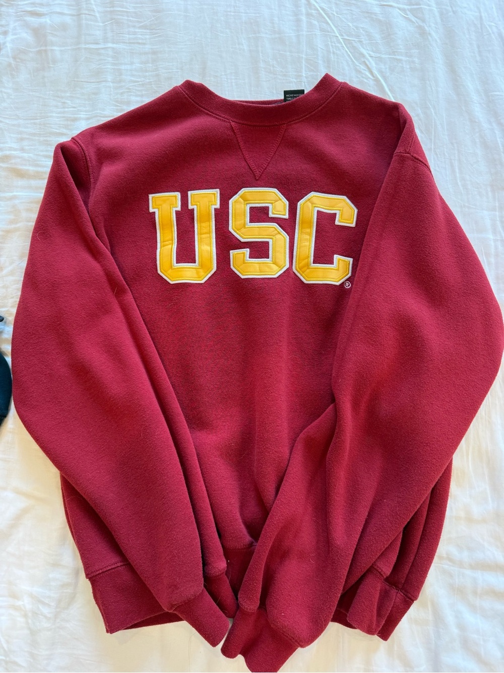Heritage Maroon Crewneck Sweatshirt with Yellow USC Appliqué